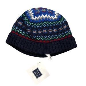 Janie and Jack Fair Isle Blue white red grey hat 6-12 mos